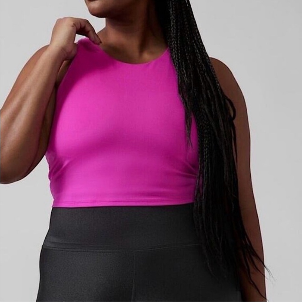 Athleta Women’s Conscious Crop Light Impact Racerback Sports Bra Top Pink 2X